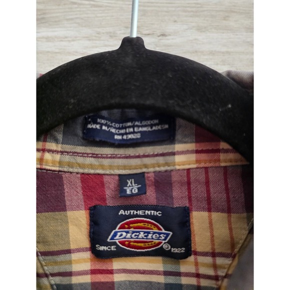 Dickies Shirt Mens XL Blue‎ Plaid Short Sleeve Button Up Down Front Workwear - Picture 6 of 8